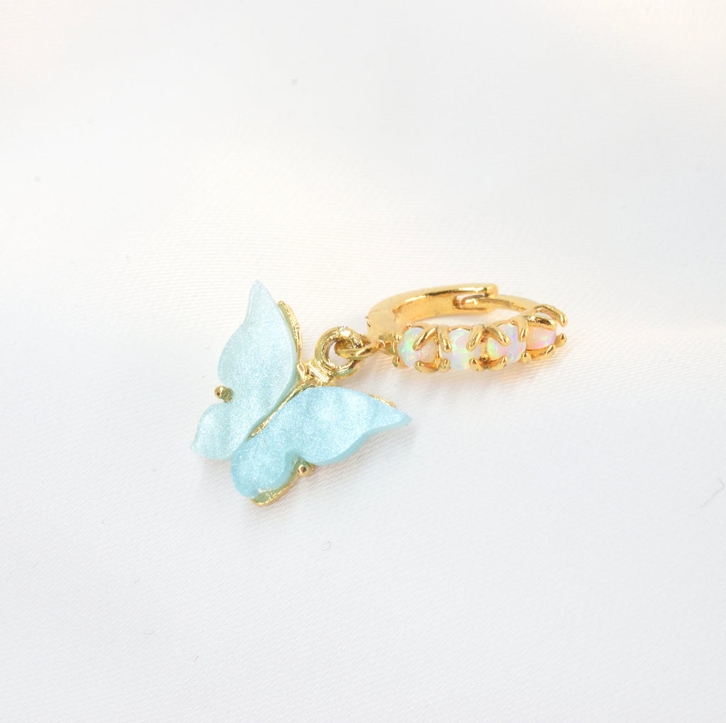 Skyblue Opal Encrusted Butterfly Earring - Main Image
