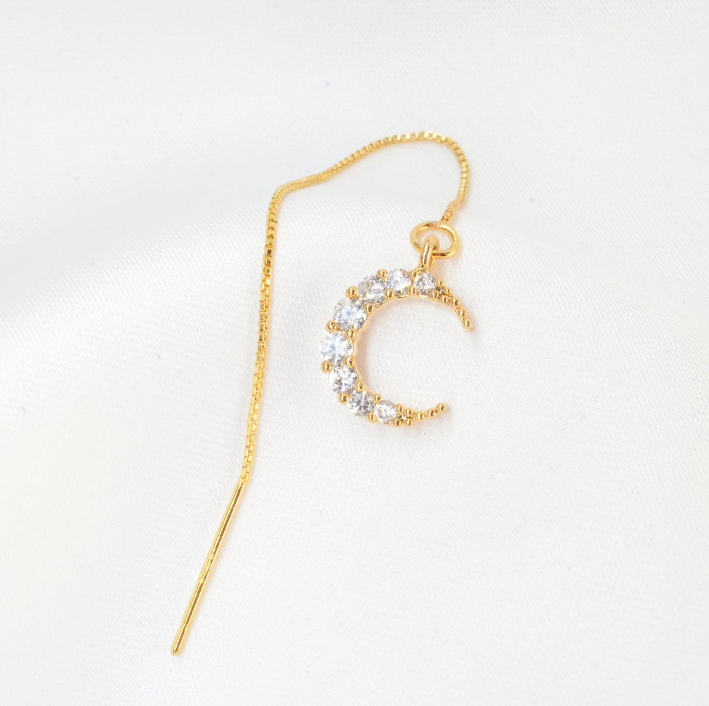 Shiny Moon Chain Earring